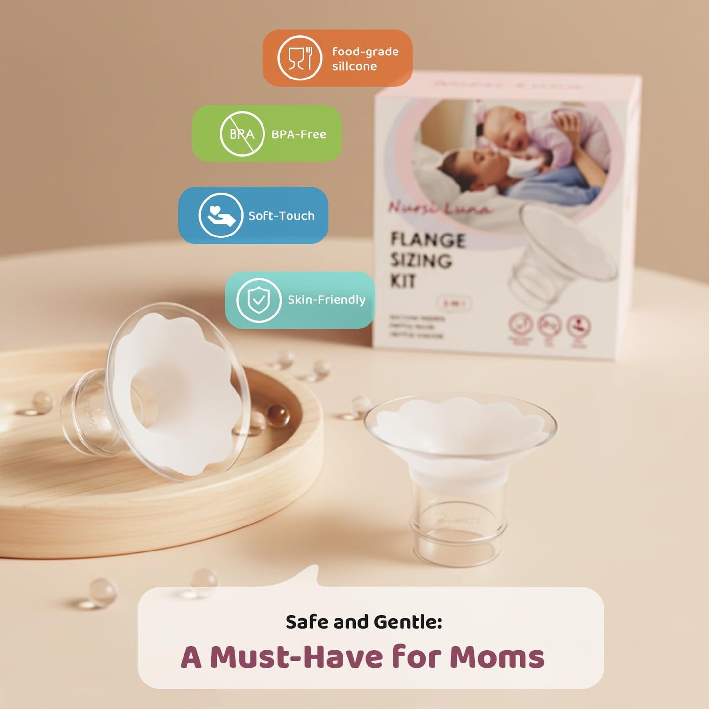 Top down view of the complete Nursi Luna breastfeeding essentials kit