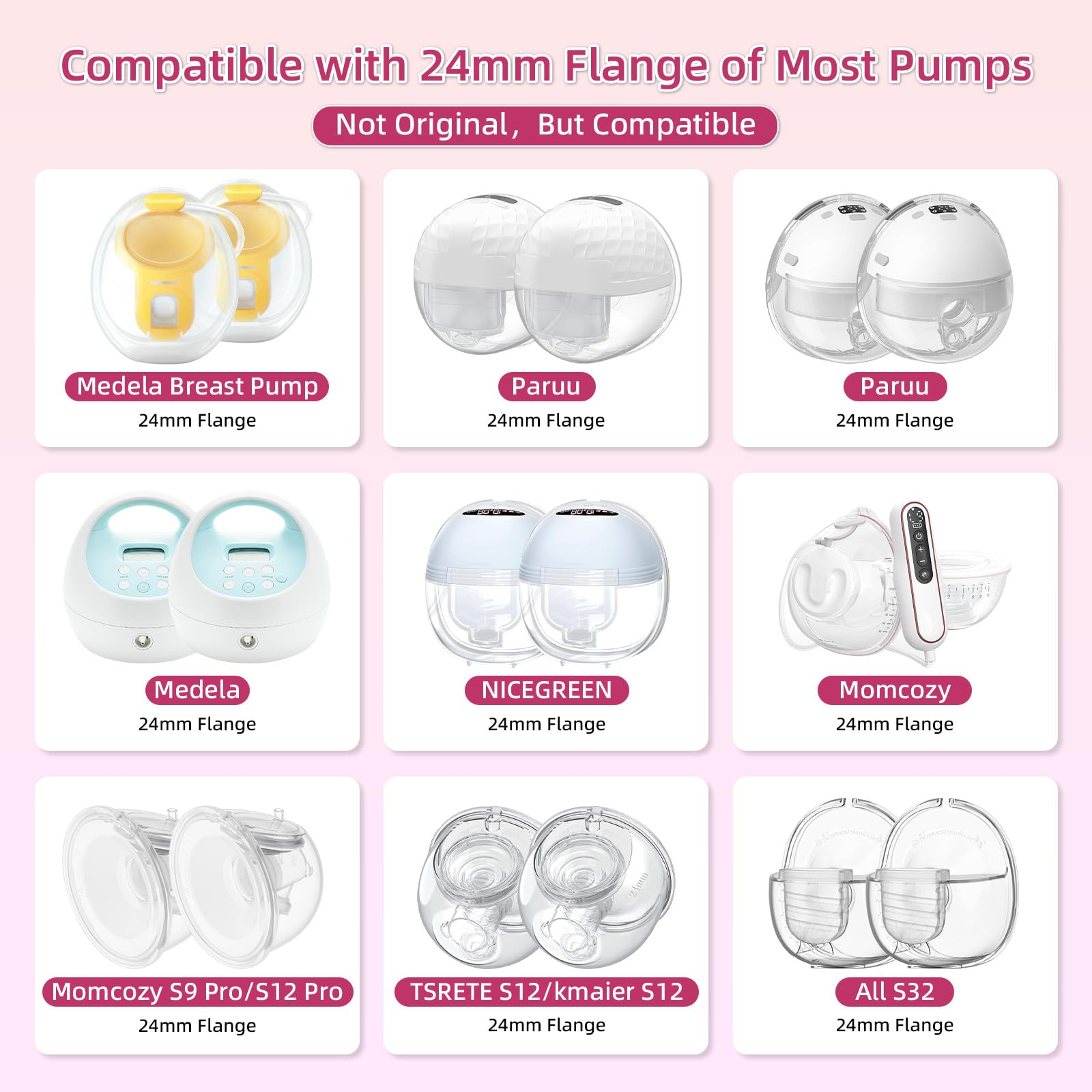 Flange insert being placed into 24mm breast pump shield