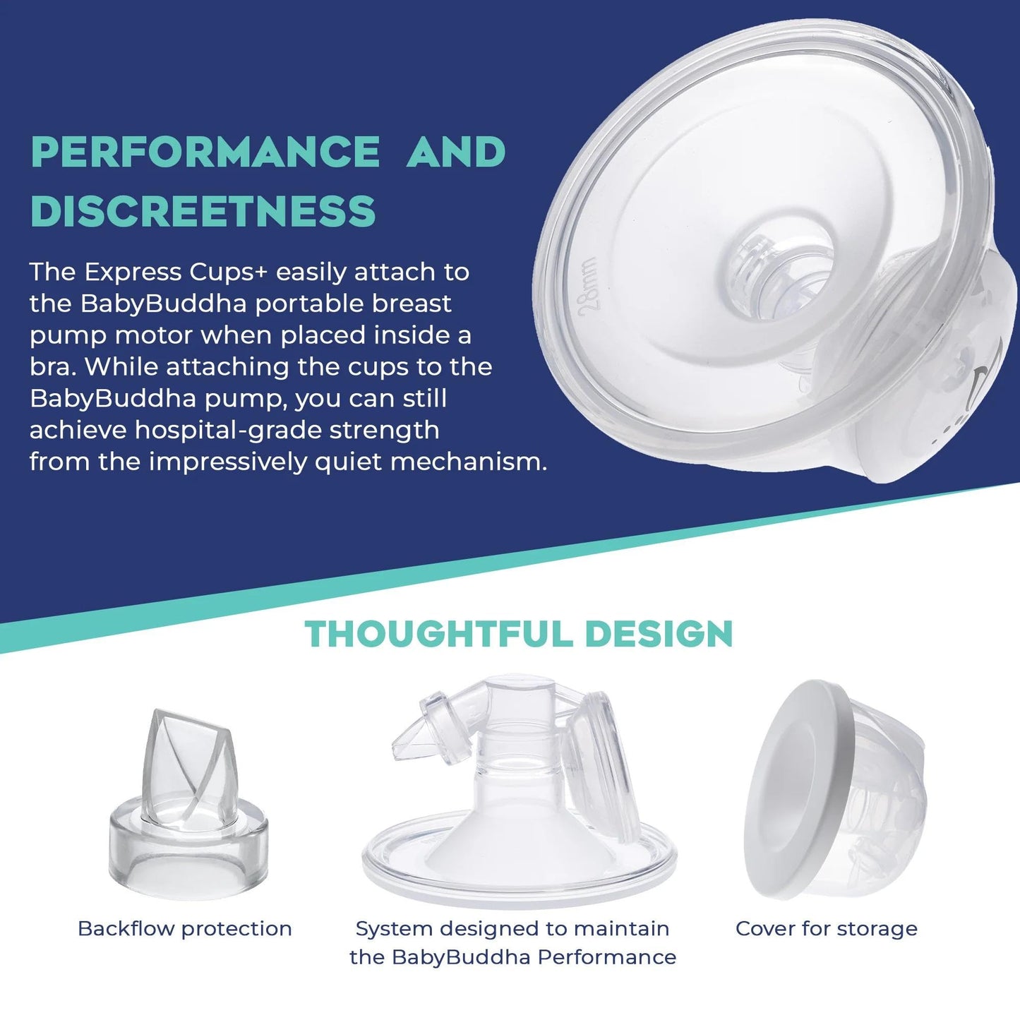BabyBuddha hands free cups showing 8 fluid ounce capacity