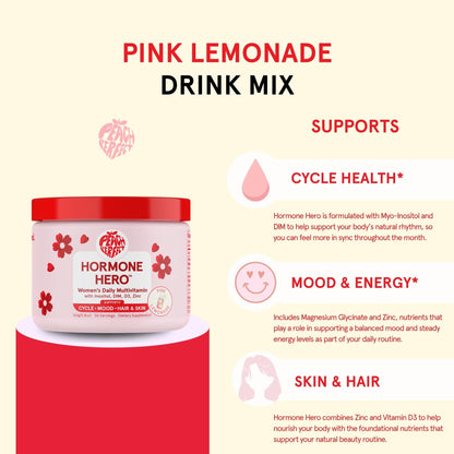 Peach Perfect Pink Lemonade multivitamin container sitting on a clean wellness display counter.