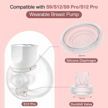 Close up view of silicone duckbill valves for Momcozy wearable breast pumps