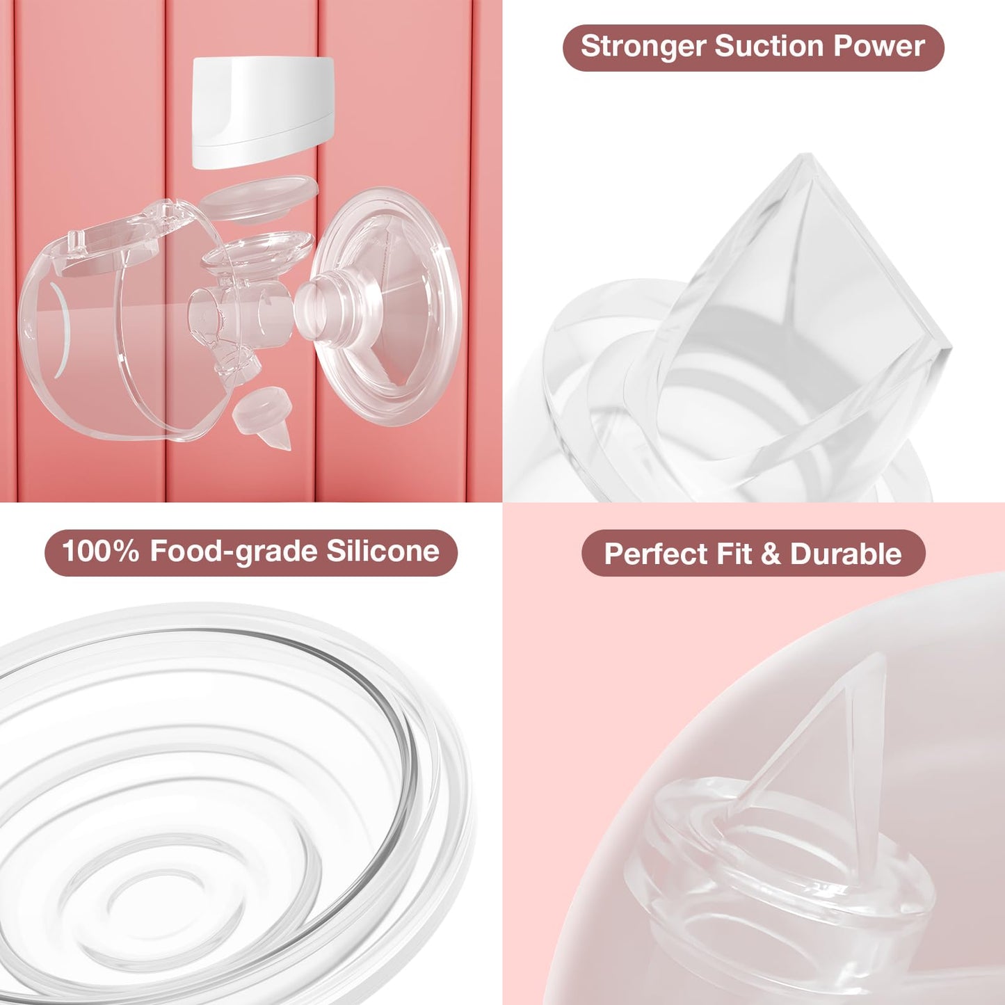 Full set of 10 piece silicone breast pump replacement accessories