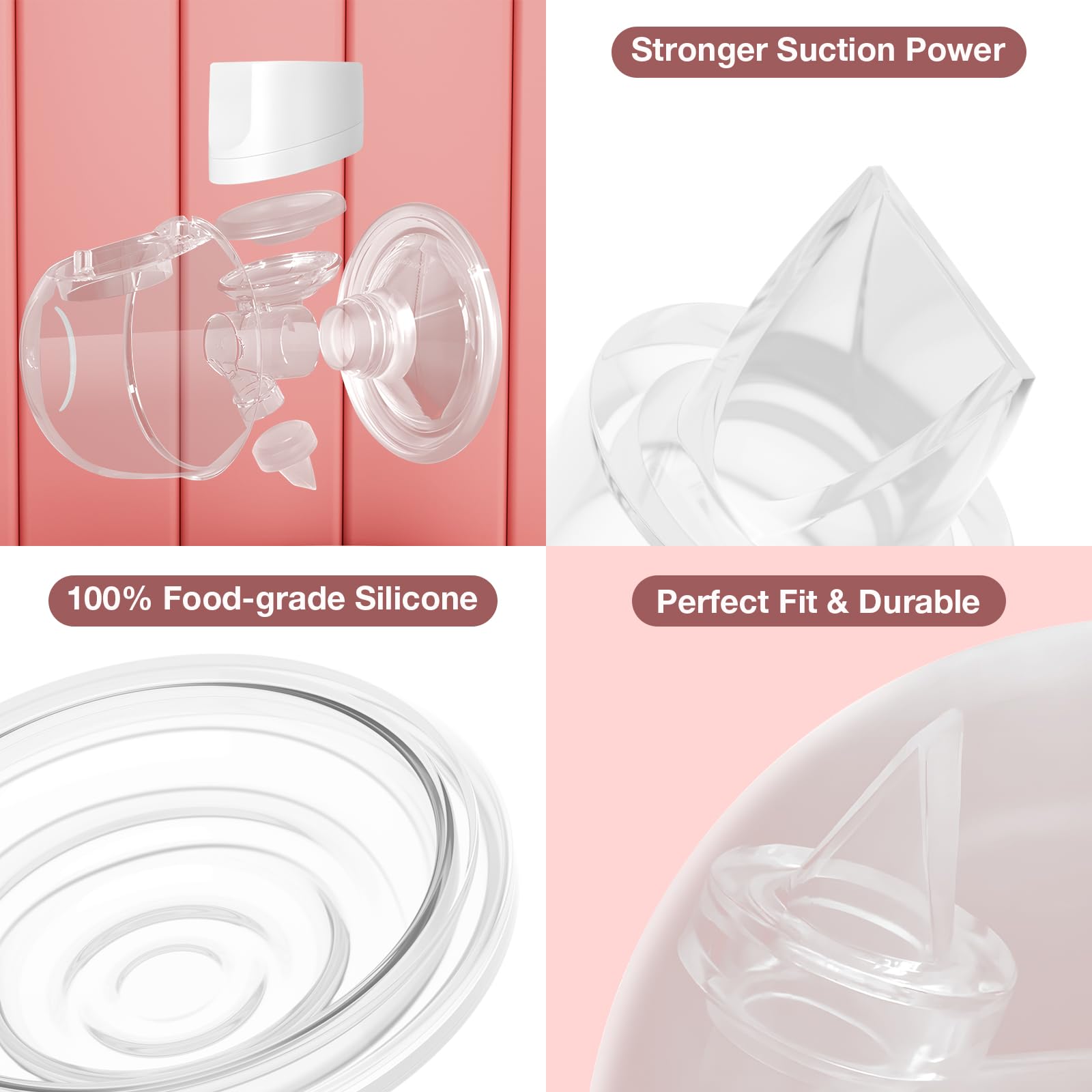 Full set of 10 piece silicone breast pump replacement accessories