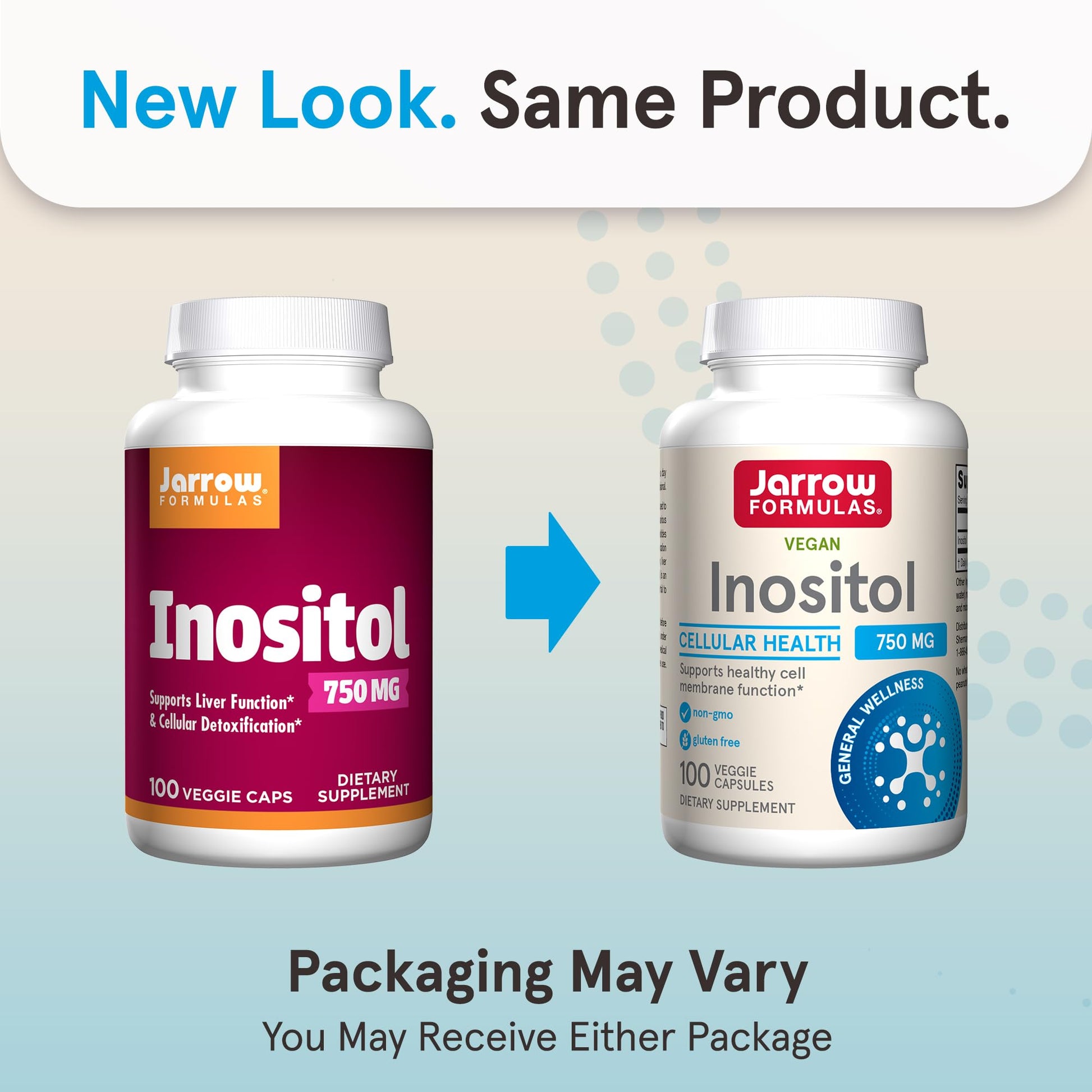 Jarrow Formulas Inositol supplement bottle side view showing details