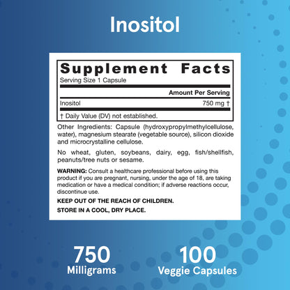 Jarrow Formulas Inositol nutritional facts label