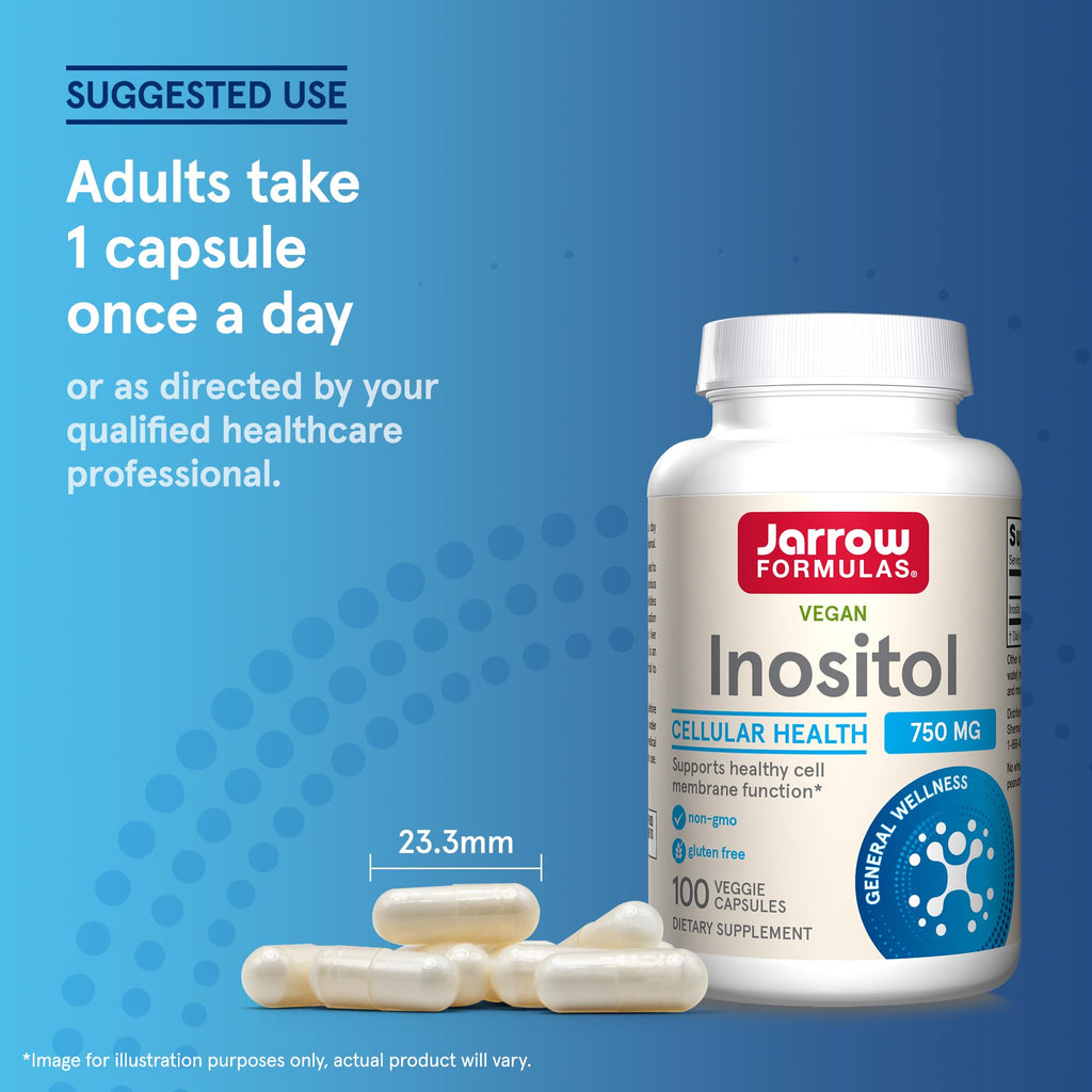 Jarrow Formulas Inositol 750mg bottle with vegetarian symbol