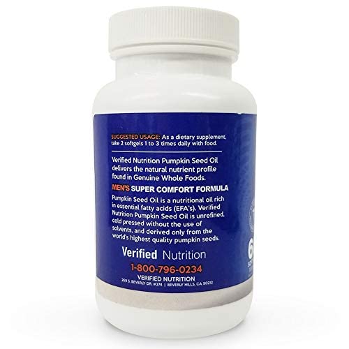 Verified Nutrition 1000mg pumpkin seed oil softgels side label view
