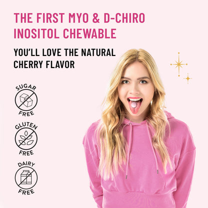 Lifestyle view of Legendairy Milk cherry chewable tablets 30 days supply bottle.