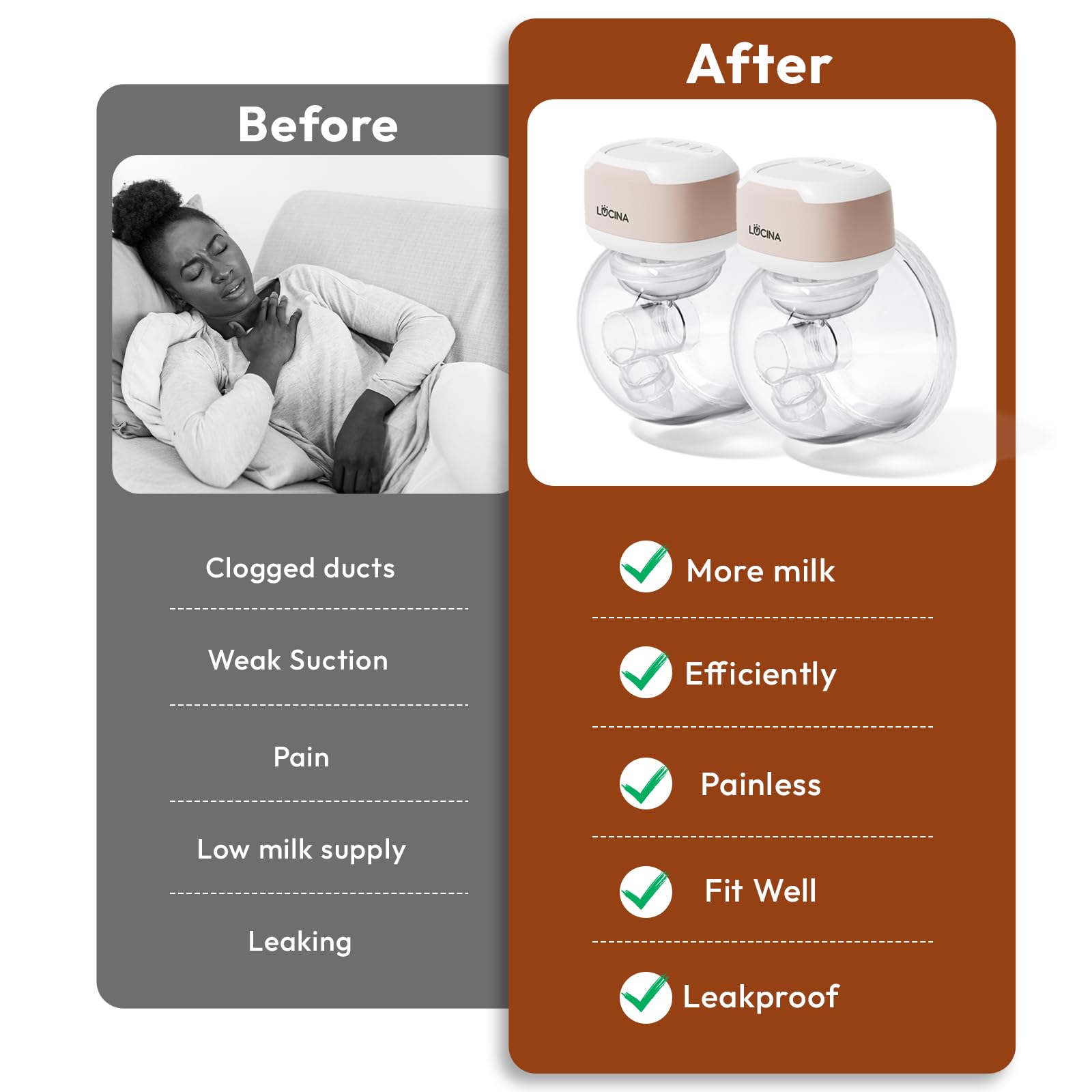 Lucina Baby wearable breast pump components and assembly