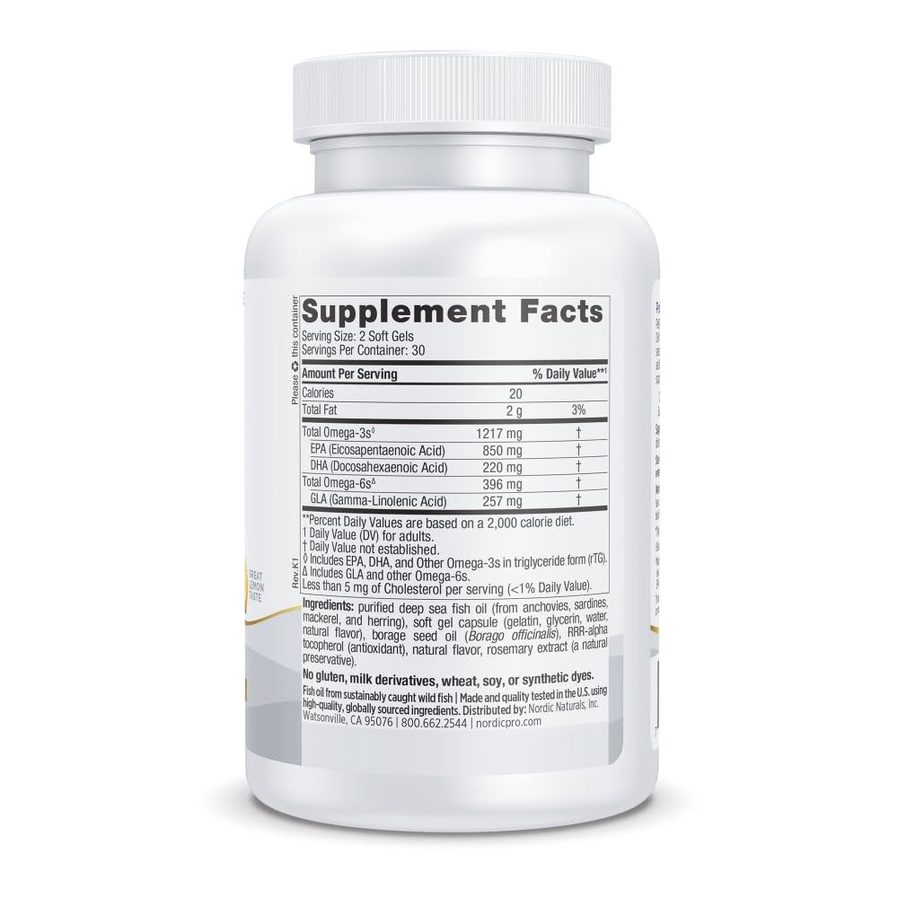 Nordic Naturals ProEPA Omega 3 supplement facts label
