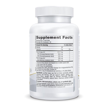 Nordic Naturals ProEPA Omega 3 supplement facts label