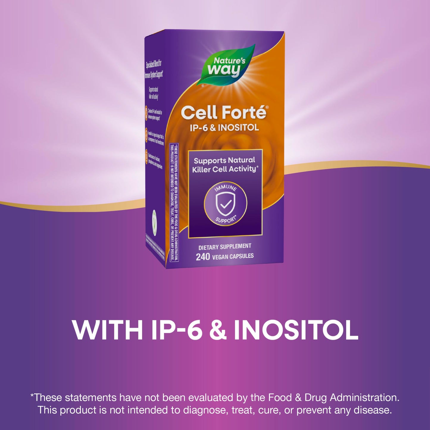 Side view of Natures Way Cell Forte 240 capsule bottle
