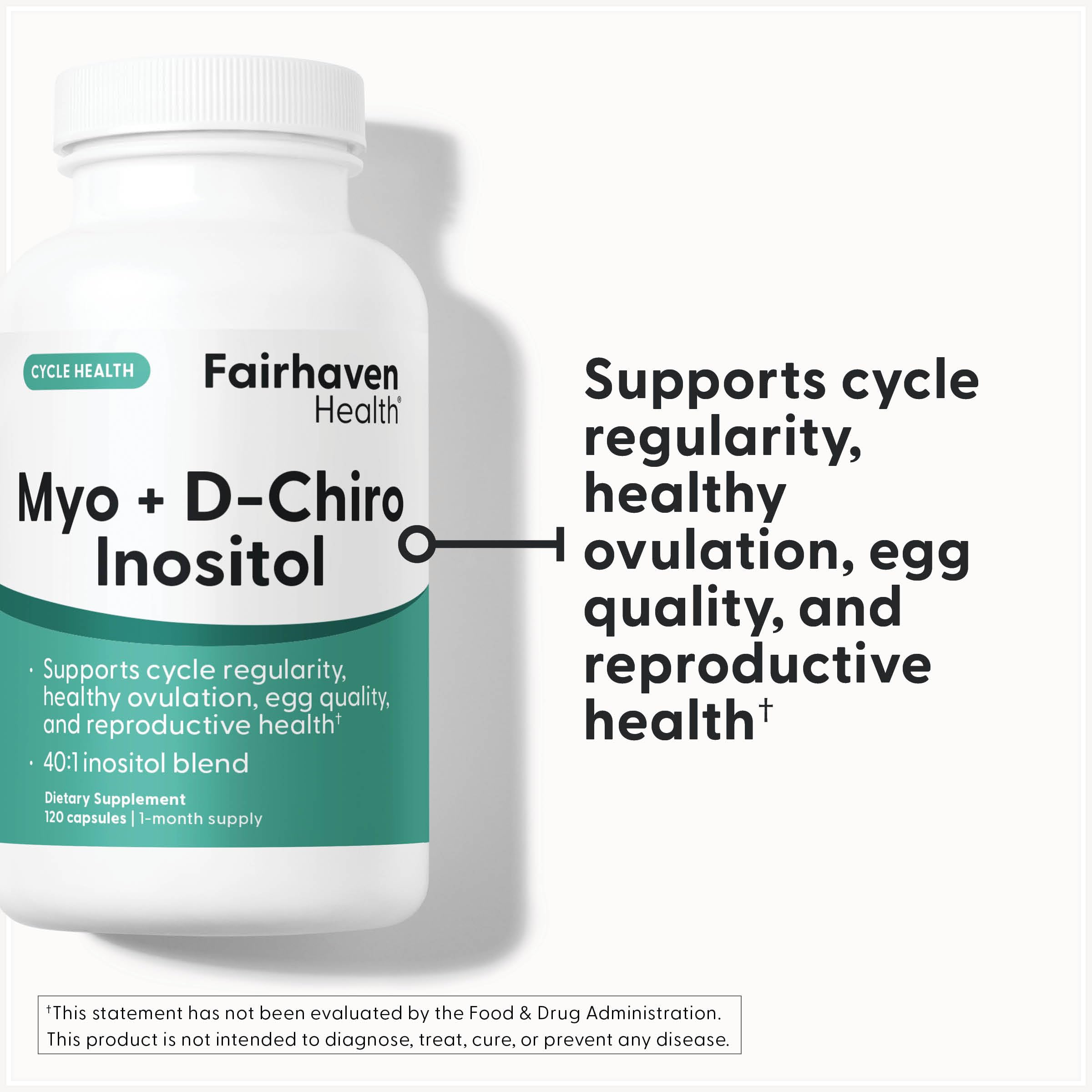 Fairhaven Health inositol supplement 120 capsules label detail