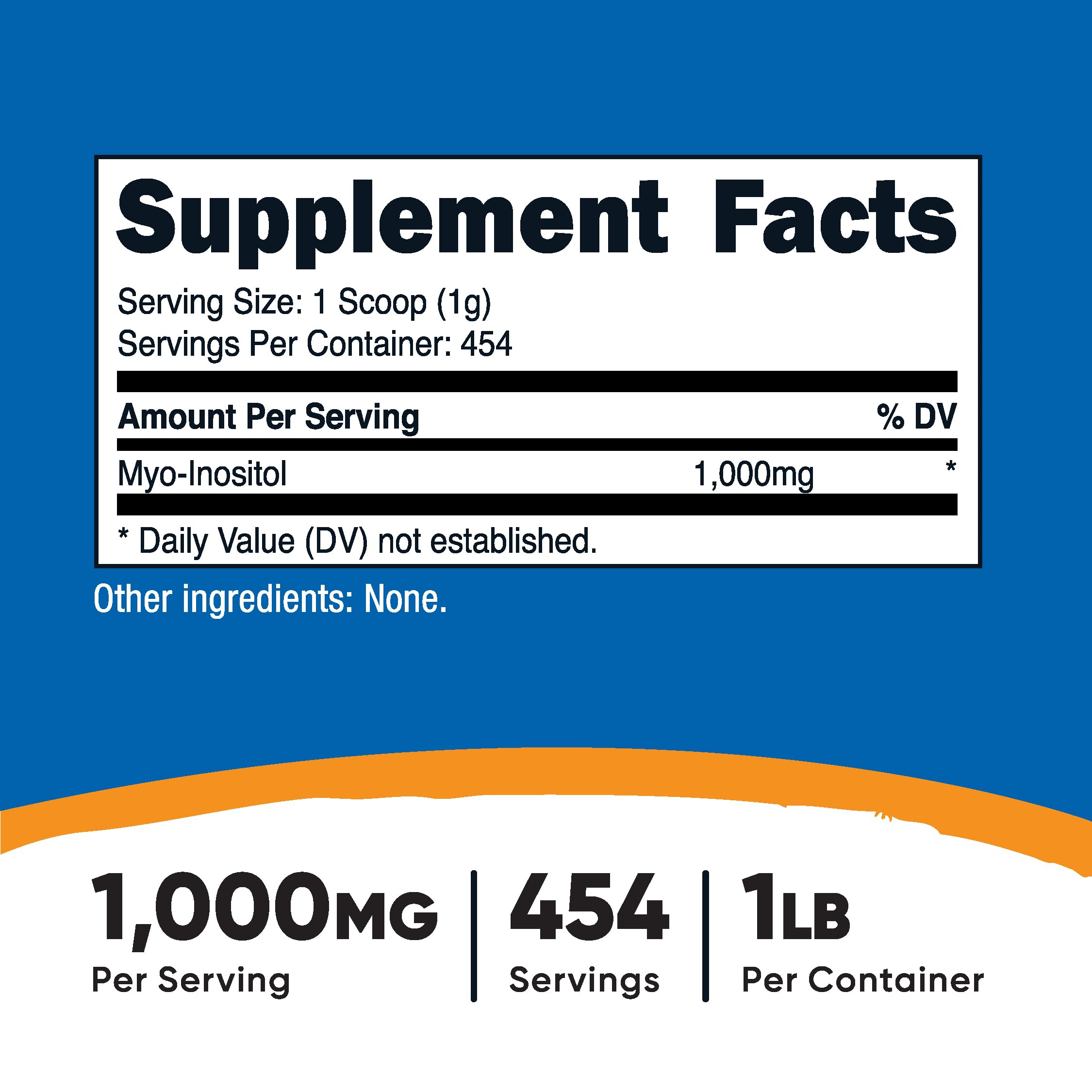Nutricost Inositol supplement container nutrition label