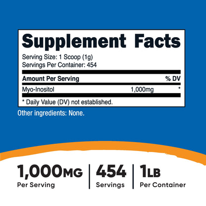 Nutricost Inositol supplement container nutrition label