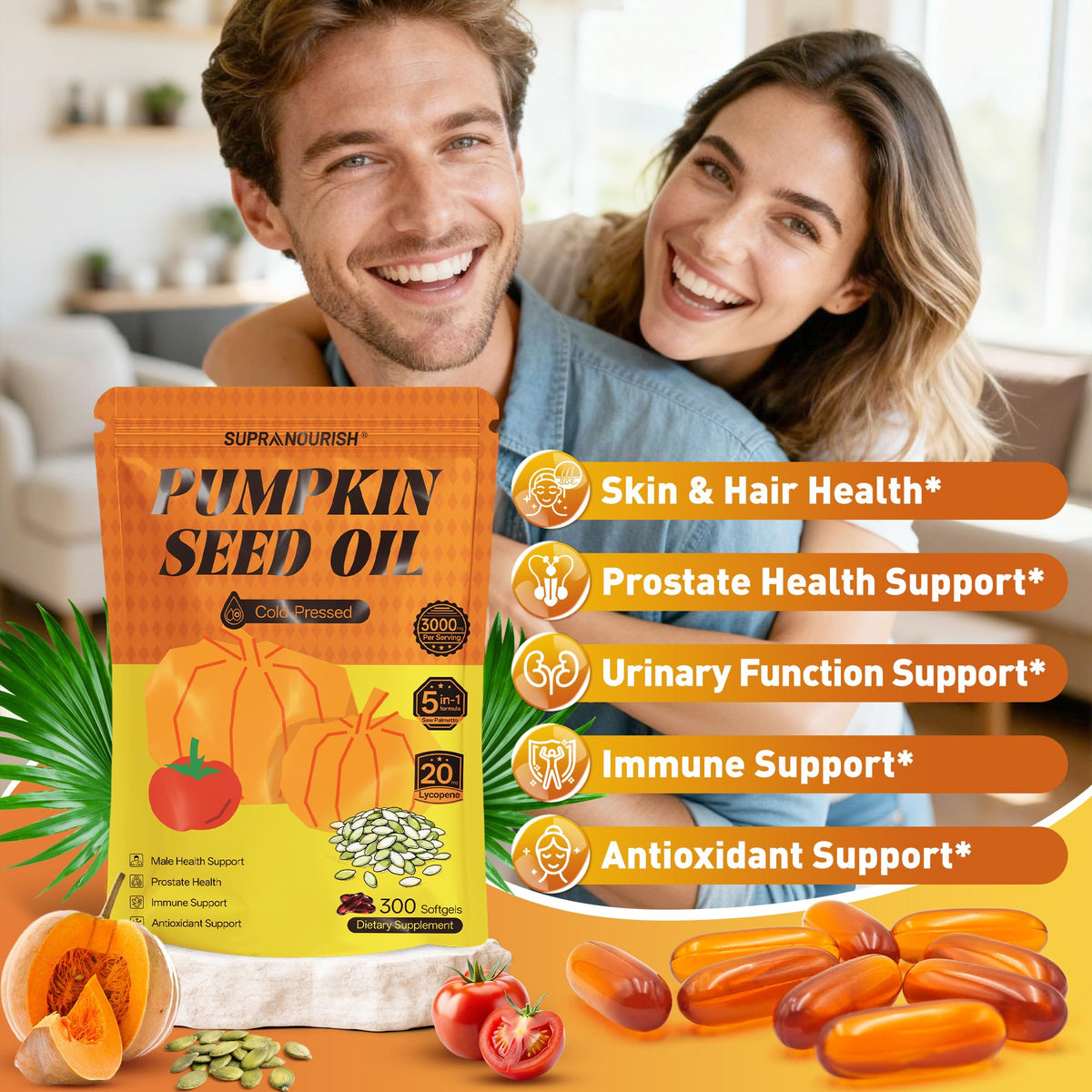 Supranourish prostate and hair health support graphic