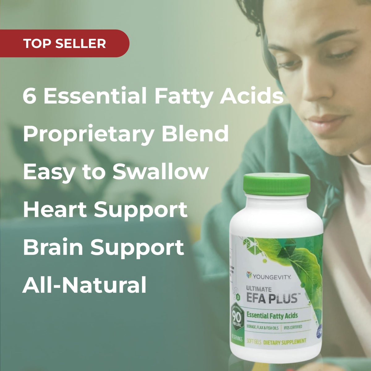 Youngevity Ultimate EFA Plus bottle side profile
