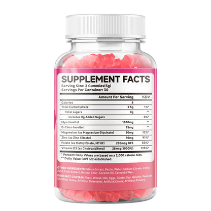 Close up of raspberry flavored MEENCCD myo inositol supplement for managing PCOS symptoms