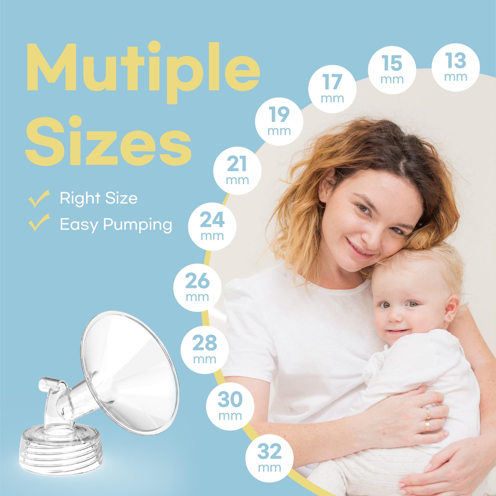 Two 19mm silicone breast pump flanges for Spectra replacement