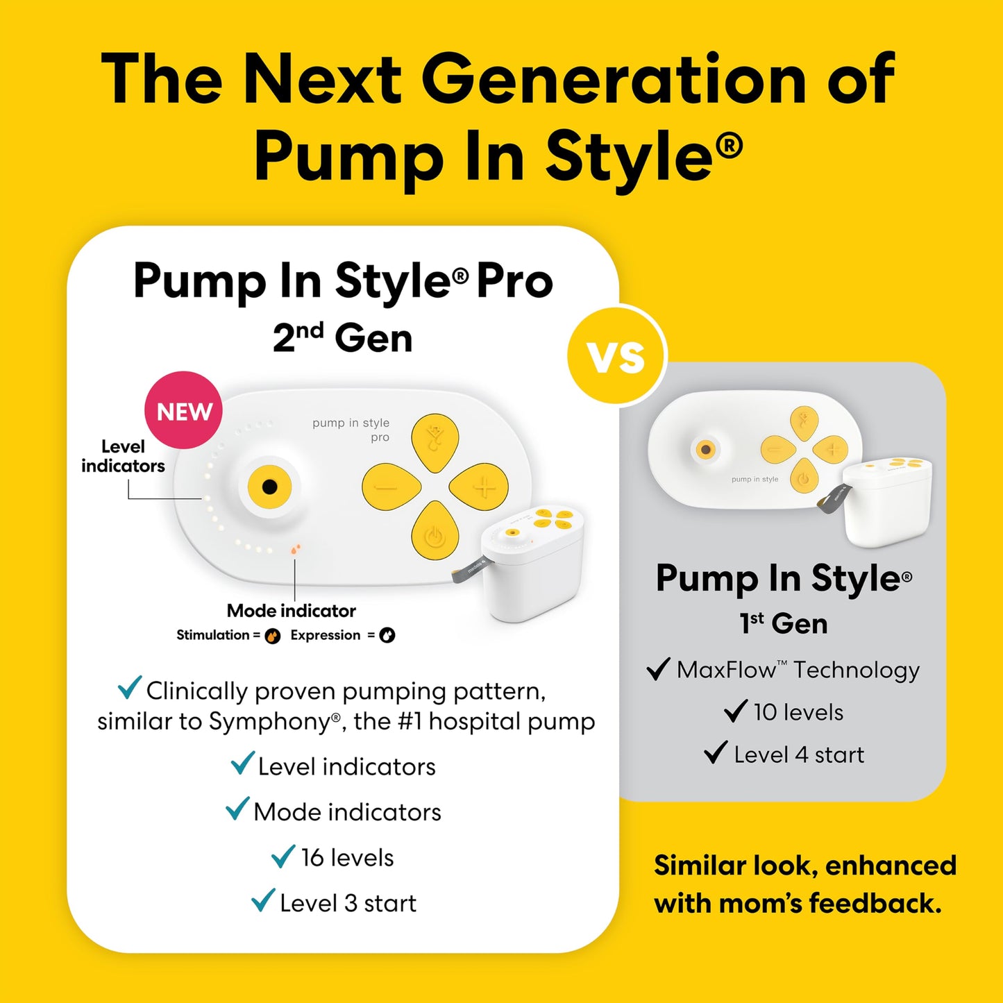 Medela 2nd Gen pump control panel and settings