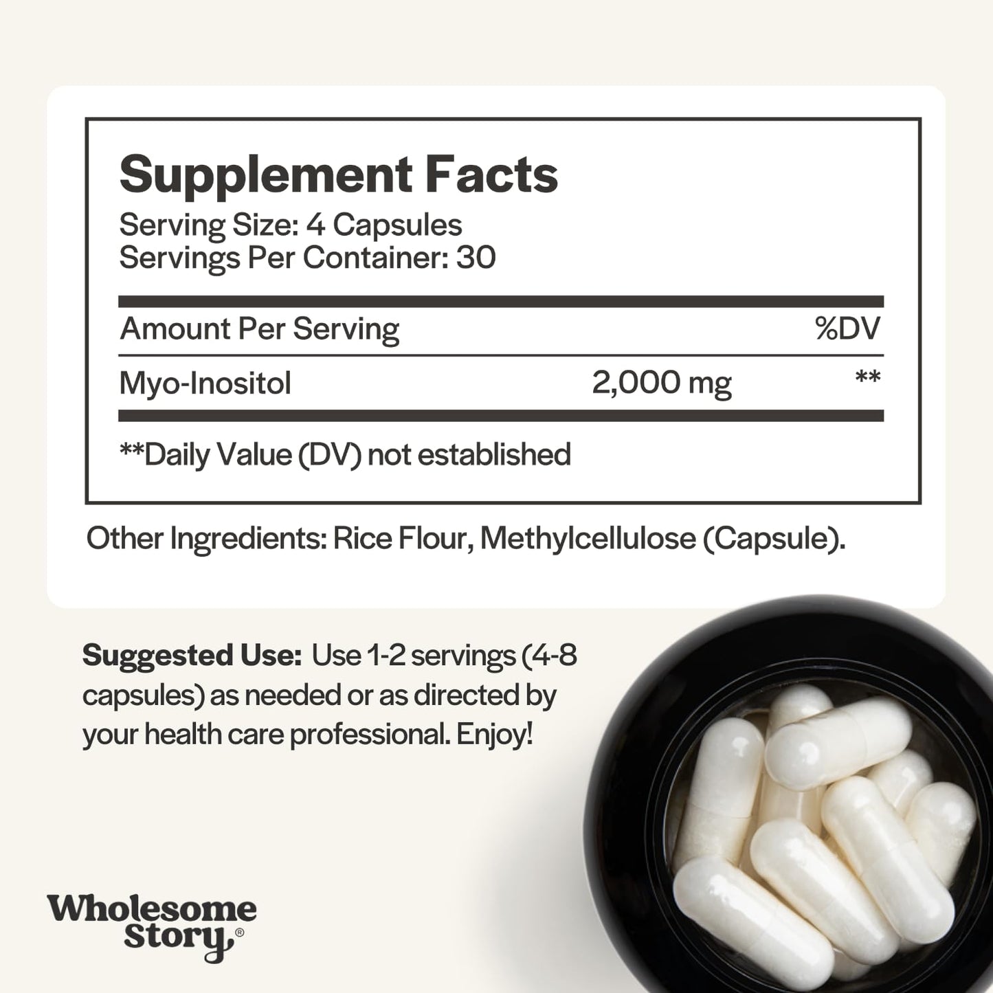 Wholesome Story Myo-Inositol dietary supplement nutrition facts