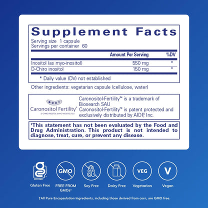 Pure Encapsulations Inositol Complex supplement facts label