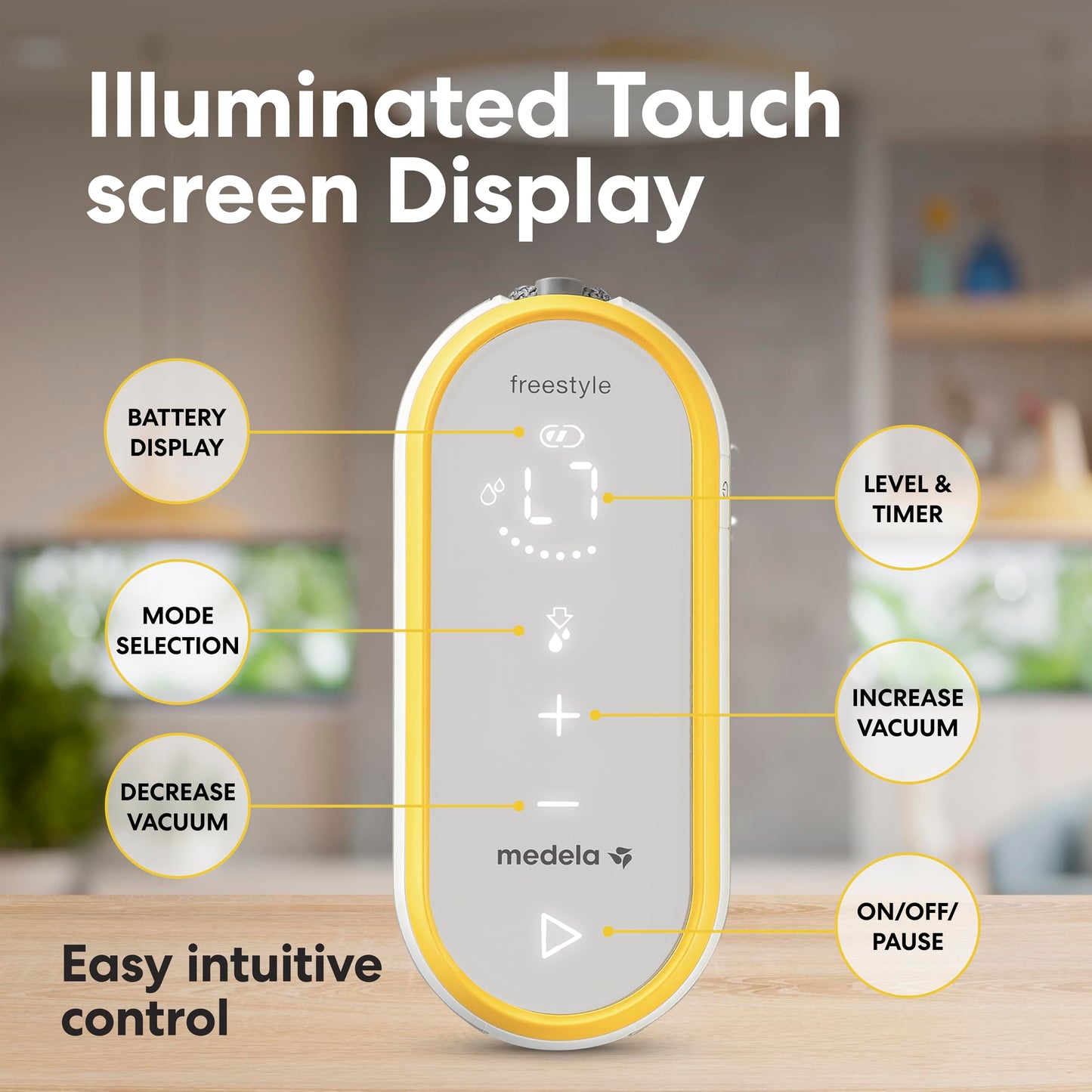 Side view of Medela Freestyle hands-free pumping system