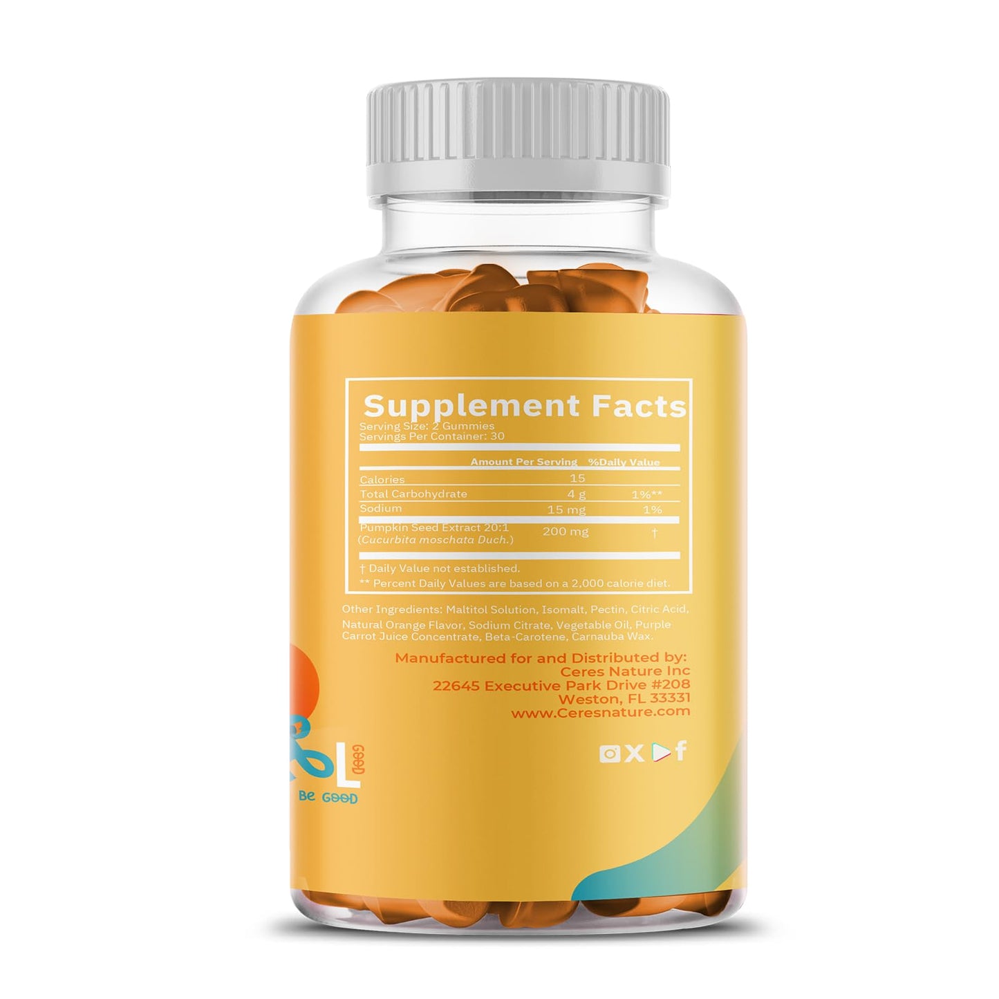 Ceres Nature pumpkin seed oil supplement nutritional facts label