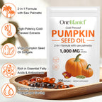 Akeeronn Pumpkin Seed Oil With Saw Palmetto back label supplement facts