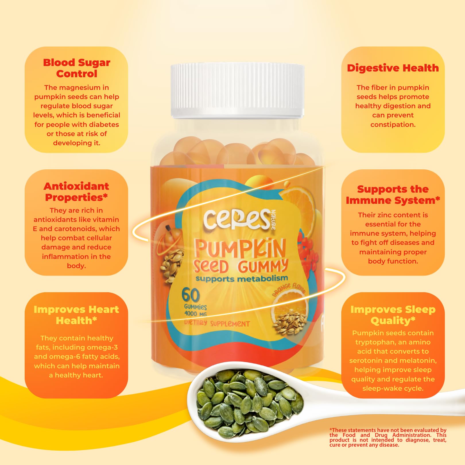 Ceres Nature 4000mg pumpkin seed oil gummies 60 count