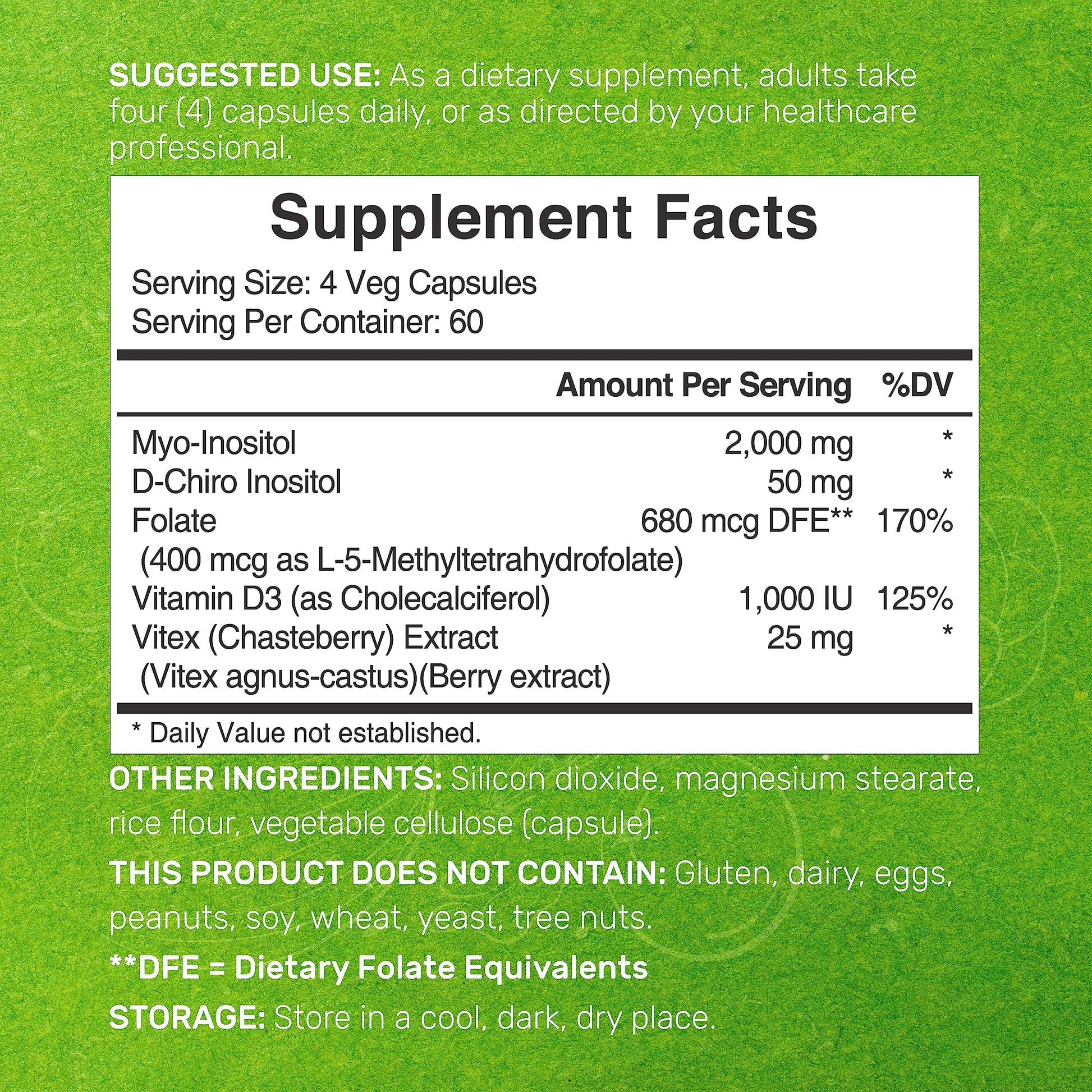 Deal Supplement Myo Inositol 240 capsules label details