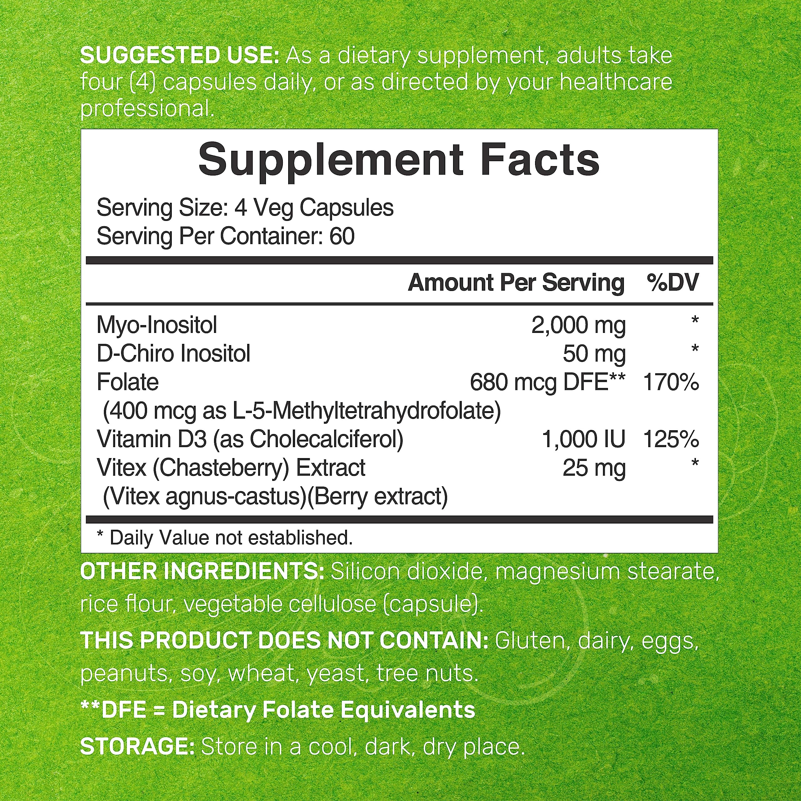Deal Supplement Myo Inositol 240 capsules label details