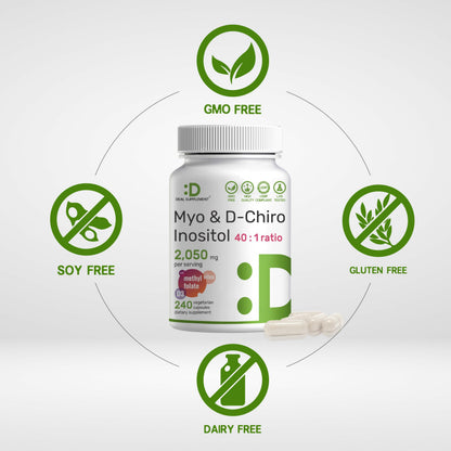 Side view of Deal Supplement Myo Inositol and D-Chiro bottle