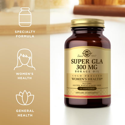 Solgar Super GLA softgels bottle side profile