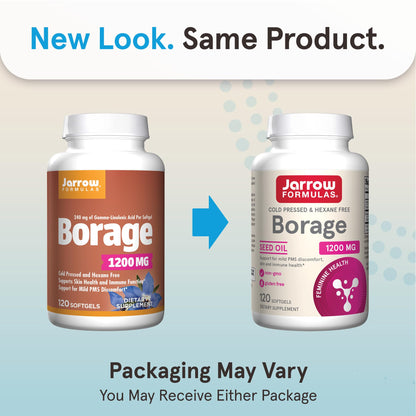 Jarrow Formulas Borage Oil 1200mg supplement facts label