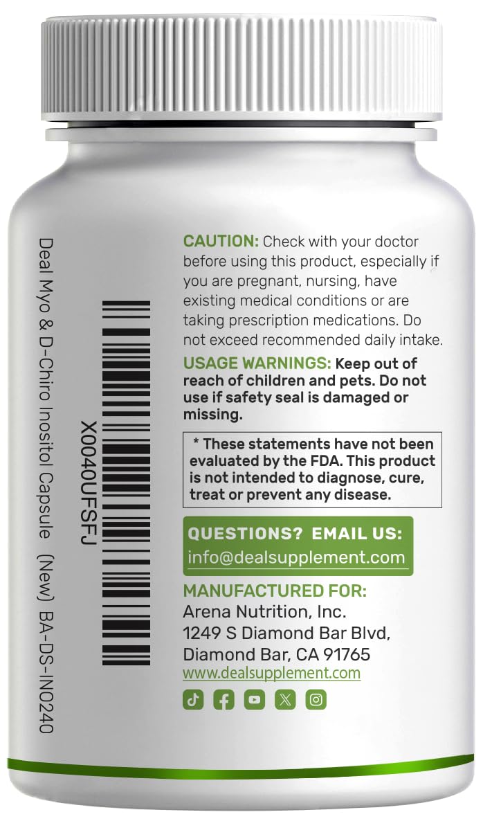Professional product shot of Deal Supplement Myo Inositol 240 capsules