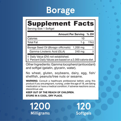 Jarrow Formulas Borage Oil cold pressed hexane free label