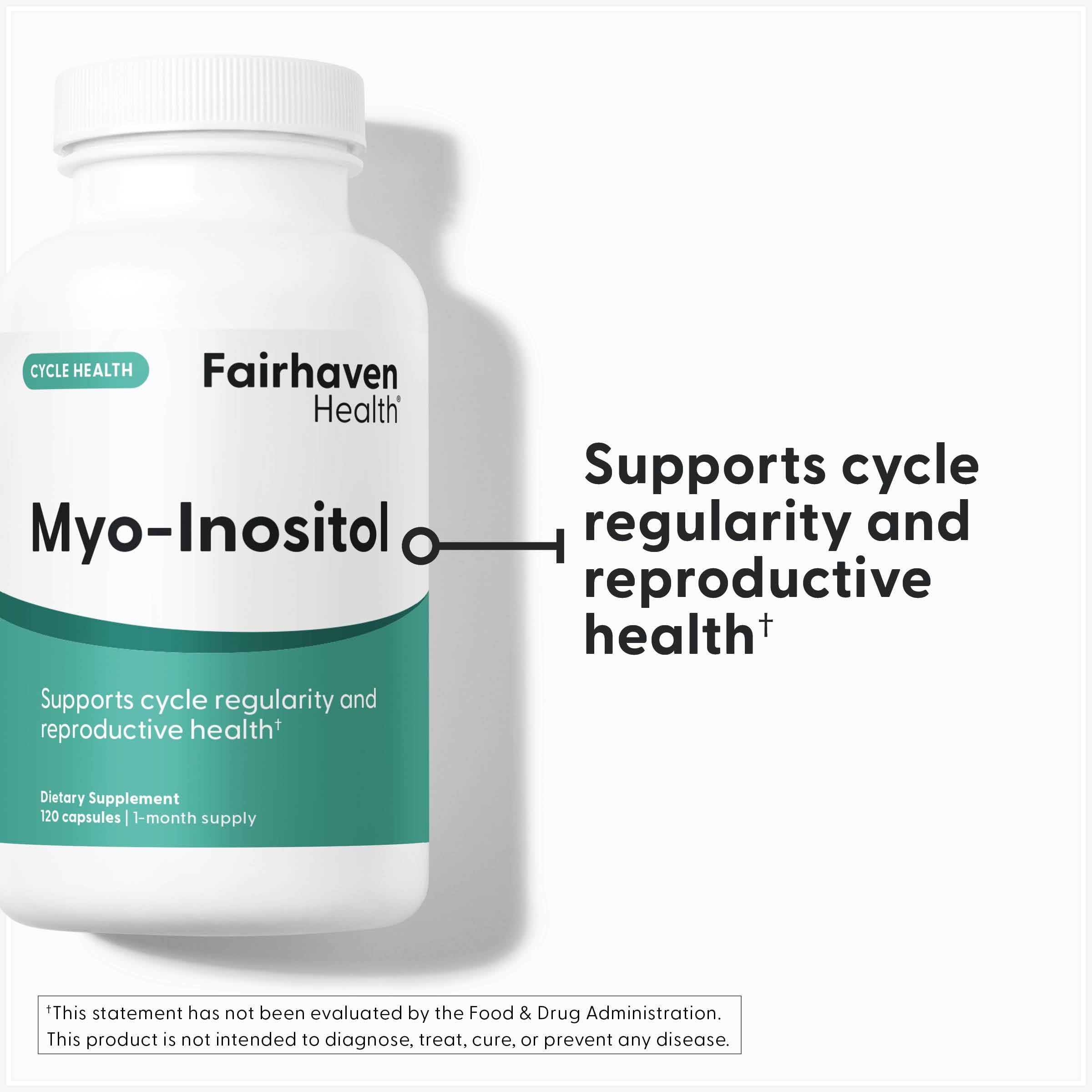 Fairhaven Health Myo Inositol supplement bottle side view