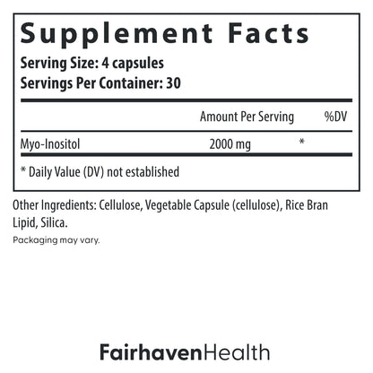 Fairhaven Health Myo Inositol dietary supplement facts label