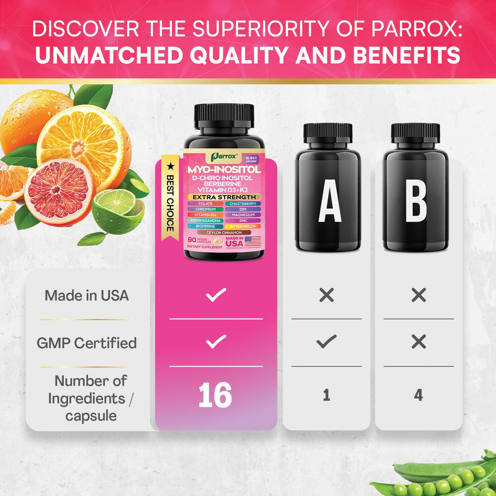 Parrox 16-in-1 extra strength hormonal balance capsules showing vegan certification
