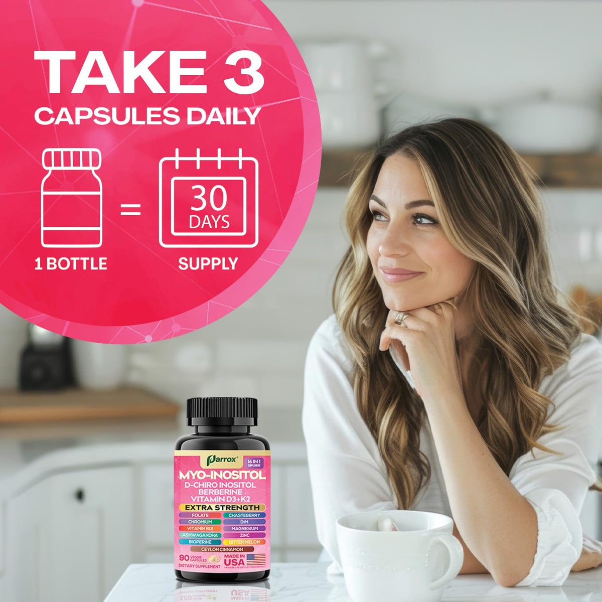 Parrox women metabolic support capsules capsule size and format demonstration