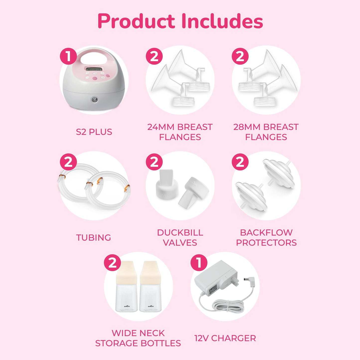 Spectra S2 Plus breast pump control panel and settings display