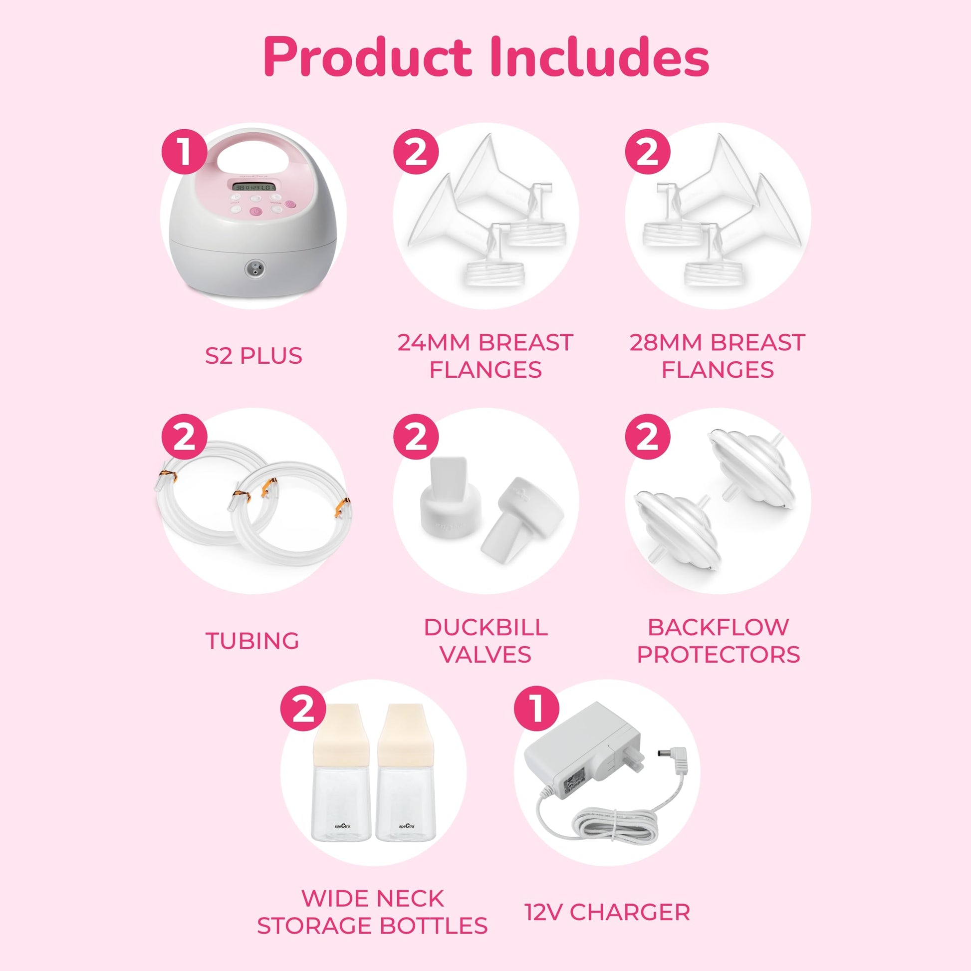 Spectra S2 Plus breast pump control panel and settings display