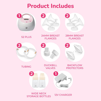 Spectra S2 Plus breast pump control panel and settings display