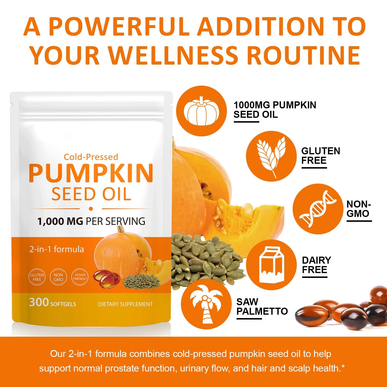 High potency 1000mg pumpkin seed oil softgels