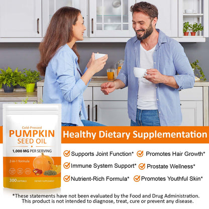 Cold-pressed pumpkin seed oil and saw palmetto extract supplement
