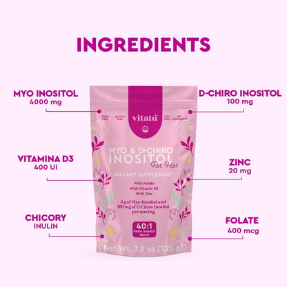 Close up of Vitatu supplement nutrition label and ingredients