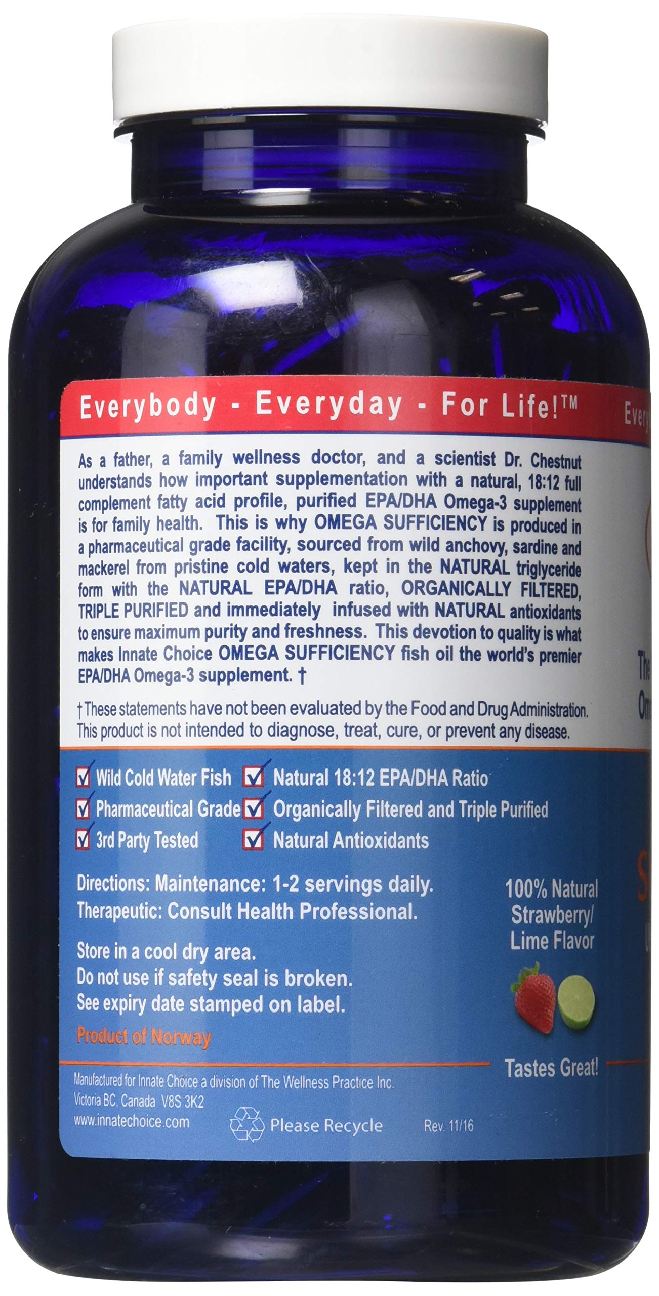 Innate Choice fish oil strawberry lime flavor bottle label