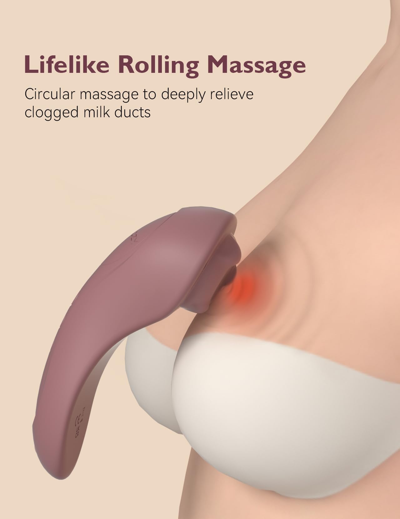 Side profile of Momcozy lactation massager for breastfeeding support