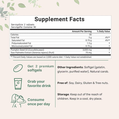 Sjjaw Pumpkin Seed Oil 180 softgels bottle back